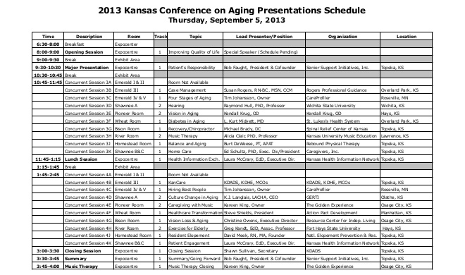 2013 Kansas Conference on Aging